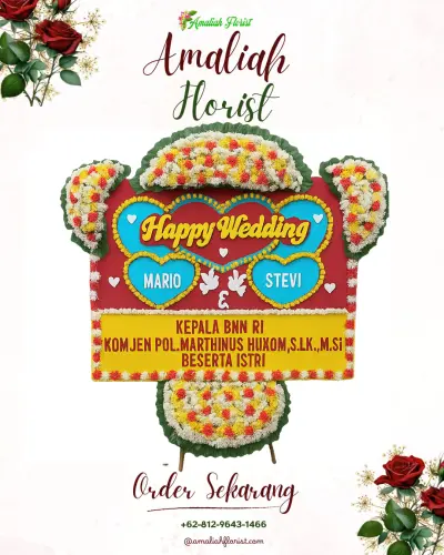Karangan Papan Bunga Pernikahan di Ranubedali